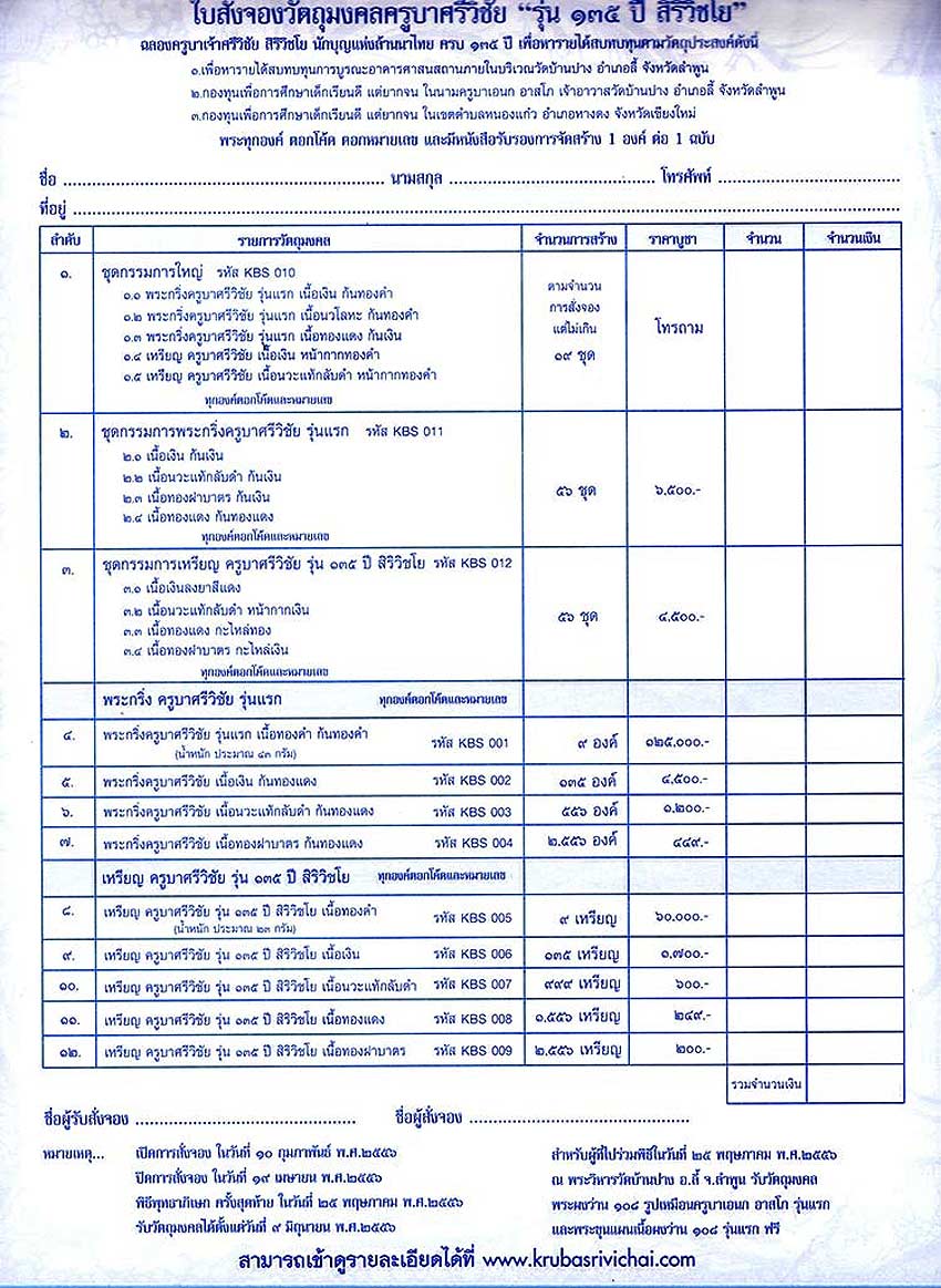 ก่อนจะรับพระวันที่ 8 นี้ มีใบจองชุดกรรมการเหรียญ ครูบาศรีวิชัย มาแบ่ง