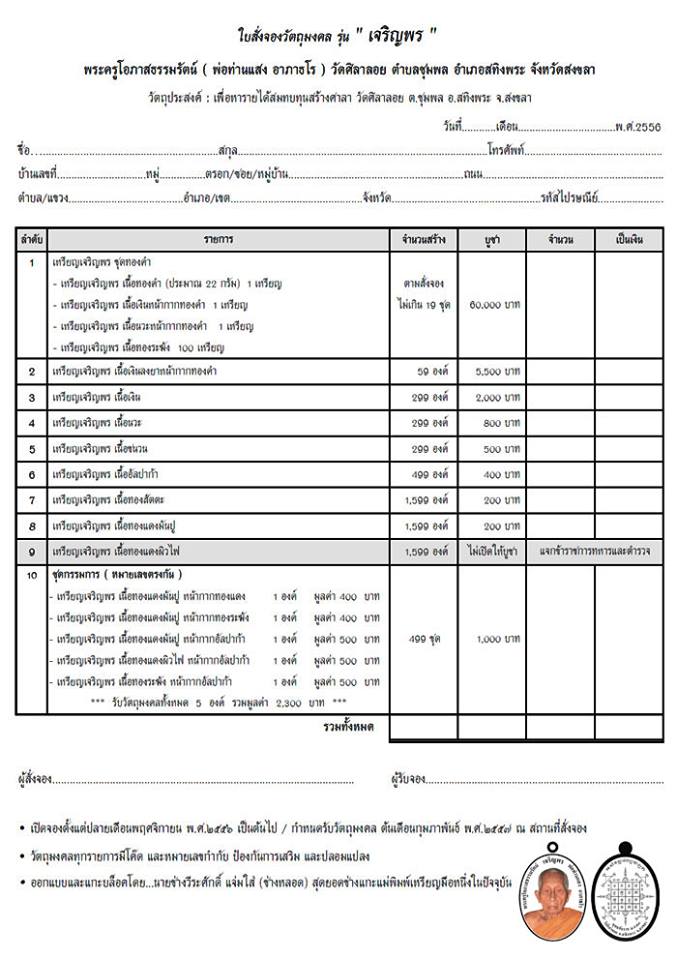 ประชาสัมพันธ์ !!! เหรียญเจริญพร พ่อท่านแสง วัดศิลาลอย จ.สงขลา !!!