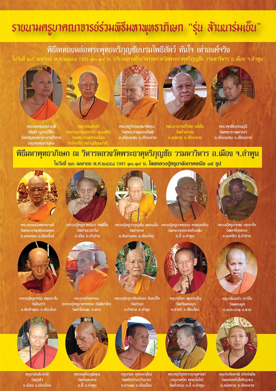 ขอเชิญร่วมเป็นเจ้าภาพสั่งจองวัตถุมงคลวัดพระธาตุหริภุญชัย วรมหาวิหาร "รุ่น ล้านนาร่มเย็น"