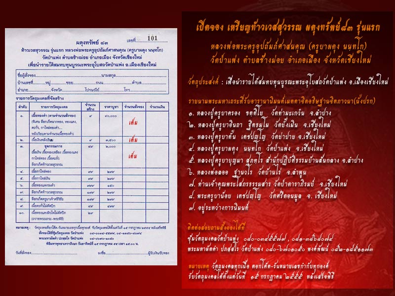 เชิญบูชา เหรียญท้าวเวสสุวรรณ ผดุงทรัพย์ ๘๓ รุ่นแรก หลวงพ่อพระครูอุปถัมภ์ศาสนคุณ (ครูบาผดุง นนฺทโก)