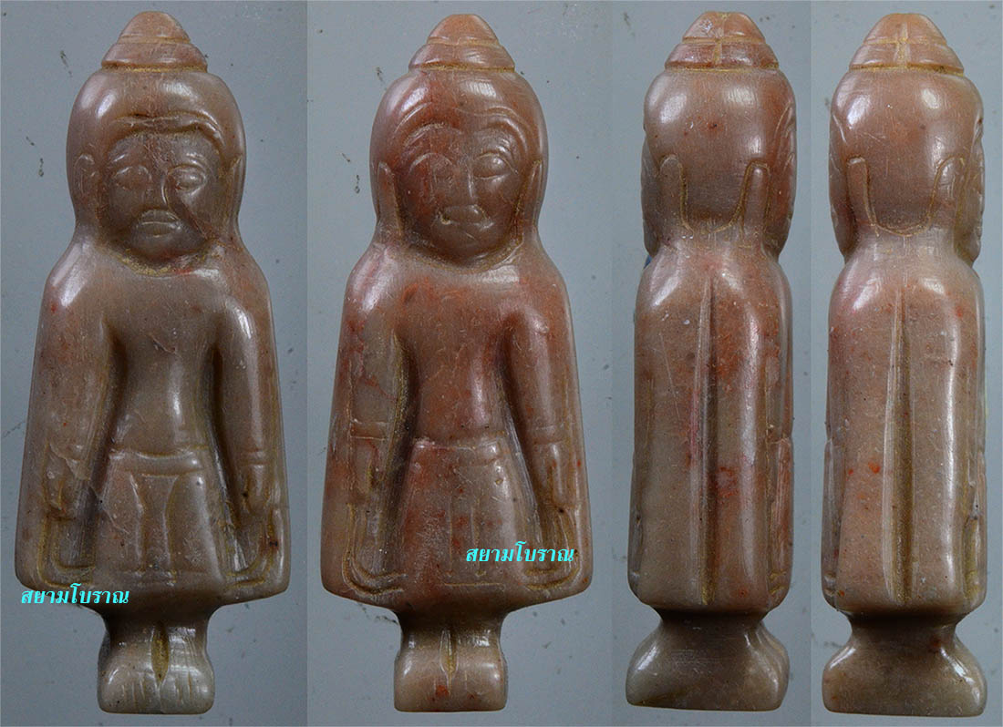 #16047พระพุทธรูปยืนปิดโลก หินแกะเก่า