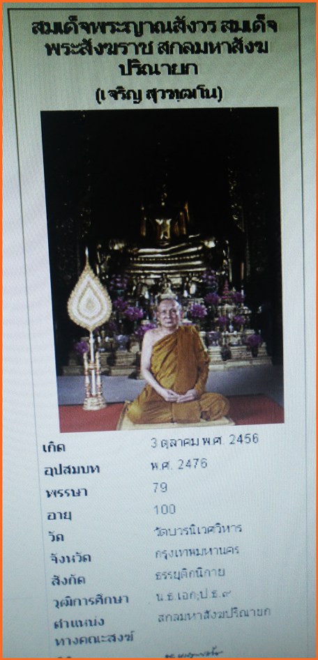 สมเด็จพระญาณสังวรสมเด็จพระสังฆราชสกลมหาสังฆปริณายก ((เจริญ สุวฑฺฒโน)