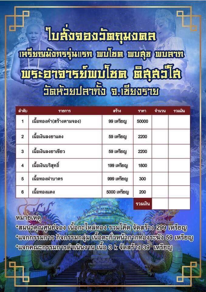 เปิดจองเหรียญพระอาจารย์พบโชค รุ่นแรก